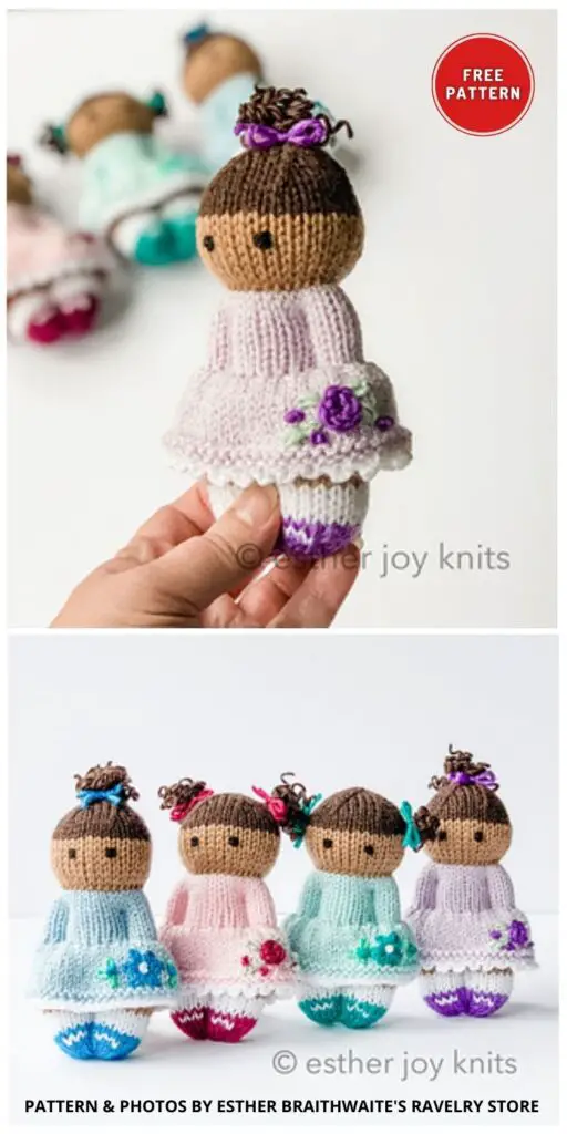 Flower Girls - 4 Free Beautiful Spring Flower Doll Knitting Patterns