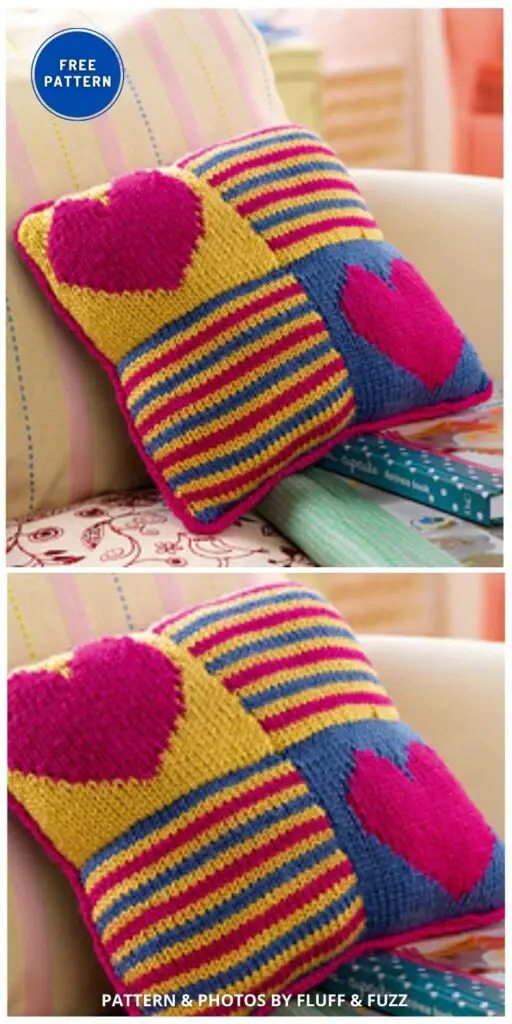 Heart Cushion - 7 Free Knitted Heart Pillow Patterns For Valentine's Day