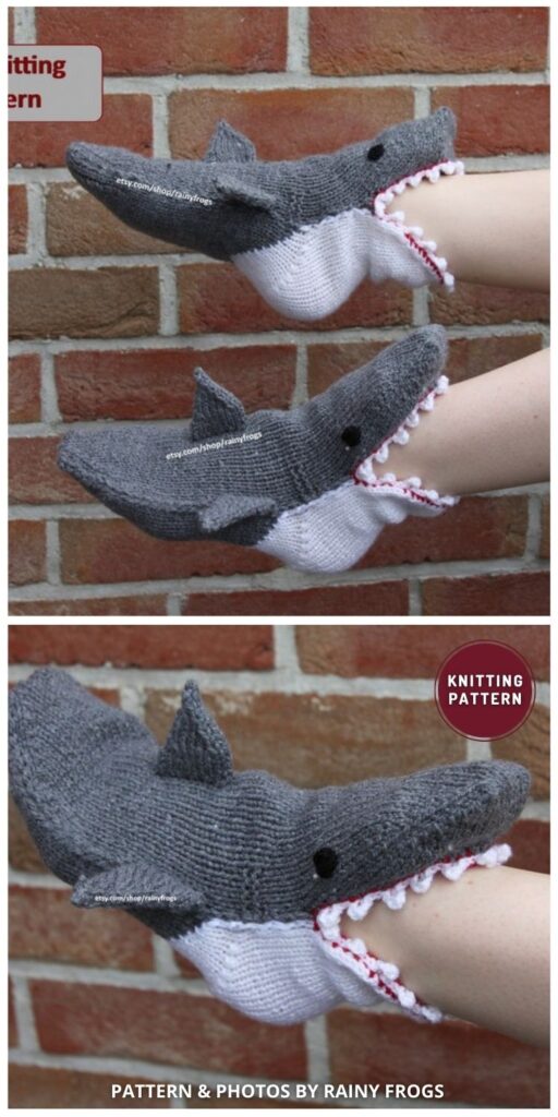 Knitting Shark Socks - 7 Fun Knitted Animal Socks and Slippers Patterns