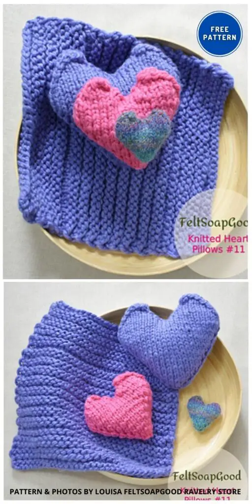 Posing Pillow Heart - 7 Free Knitted Heart Pillow Patterns For Valentine's Day