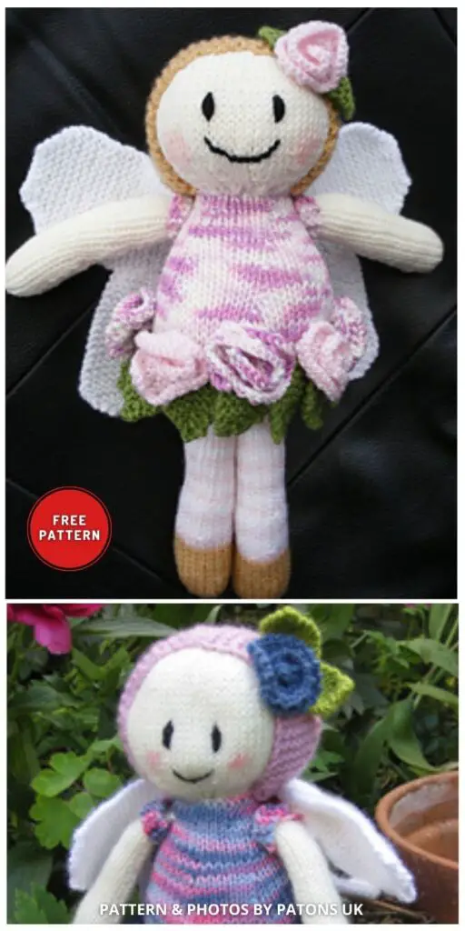 Rose Fairy Doll - 4 Free Beautiful Spring Flower Doll Knitting Patterns