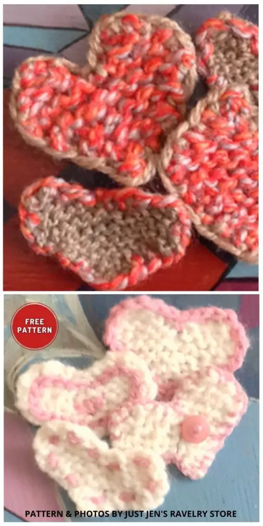 Rustic Heart - 8 Knitted Heart Applique Patterns For Valentine's Day