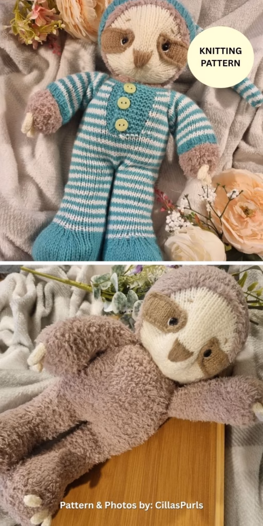 Sammi the Sleepy Sloth Knitting - 8 Knitted Cute Sloth Toy Patterns For Your Little One