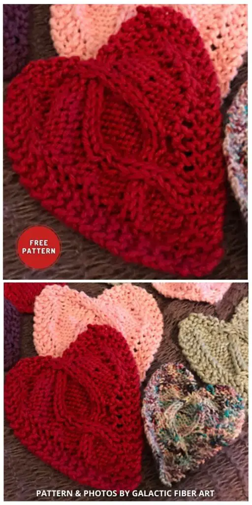 XO Hugs and Kisses Heart XO - 8 Knitted Heart Applique Patterns For Valentine's Day
