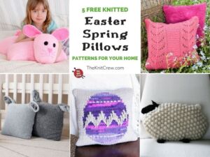 5 Free Knitted Easter Spring Pillow Patterns For Your Home FB POSTER