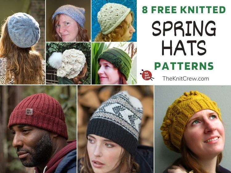 8 Free Knitted Spring Hat Patterns FB POSTER