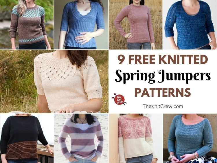 9 Free Knitted Spring Jumper Patterns FB POSTER