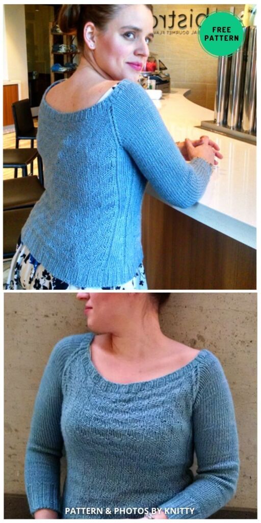 Checked Raglan - 9 Free Knitted Spring Jumper Patterns