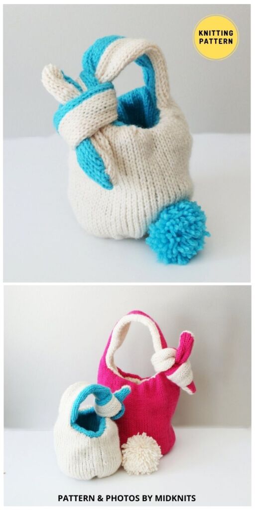 Knit Bunny Baskets - 6 Knitted Easter Bunny Bag and Basket Patterns