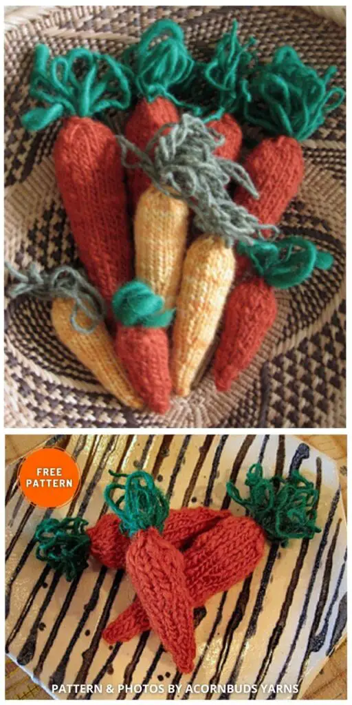 Knit a Hand Spun Carrot - 7 Free Cute Carrot Toy Knitting Patterns