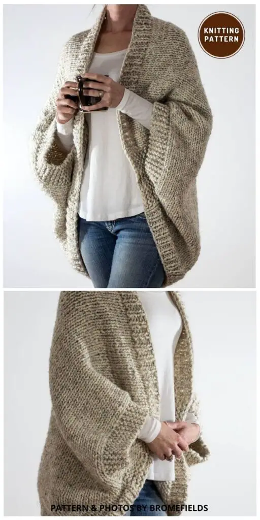 Over-sized Scoop Sweater - 5 Cozy & Elegant Knitted Shrug Patterns