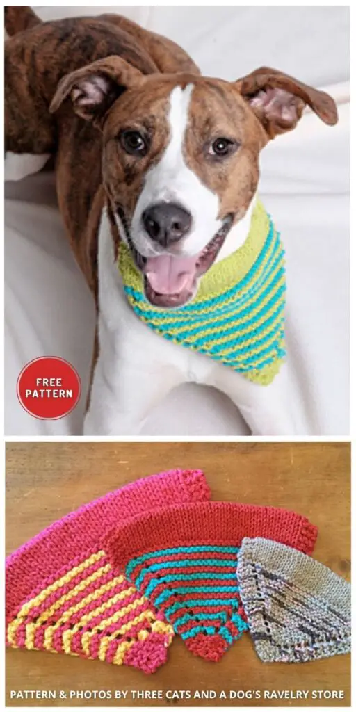 Striped Collar Garter Bandana 7 Free Knitted Dog Bandana Patterns