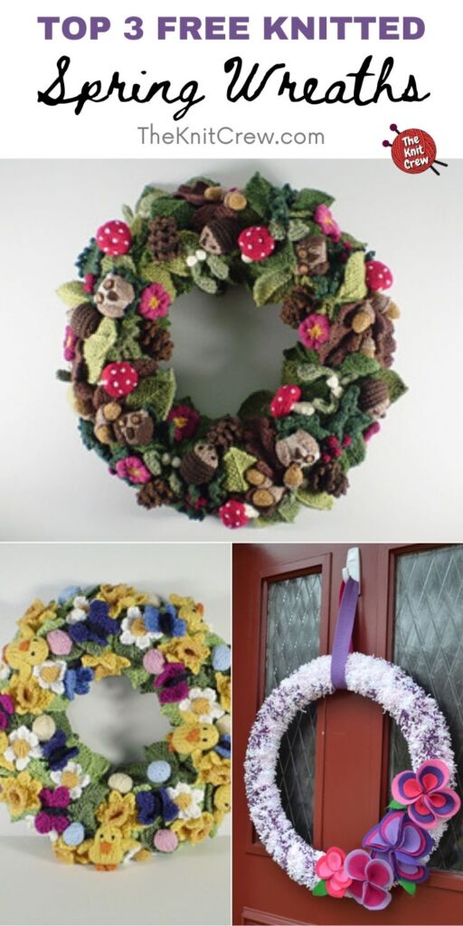 Top 3 Free Knitted Spring Wreaths PIN 2