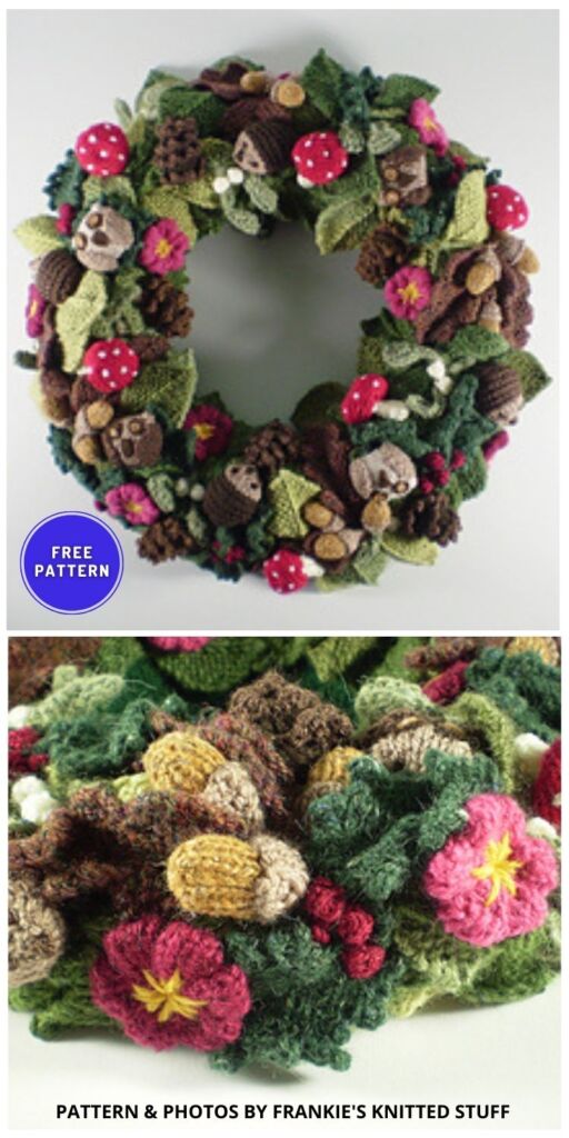 Woodland Wreath - Top 3 Free Spring Wreath Knitting Patterns