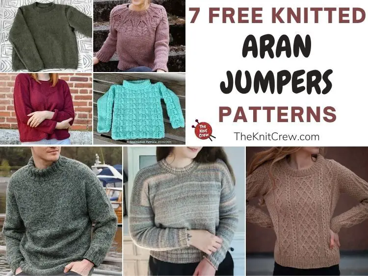 7 Free Knitted Aran Jumper Patterns FB POSTER