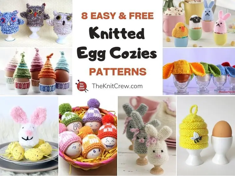 8 Easy & Free Egg Cozy Knitting Patterns FB POSTER