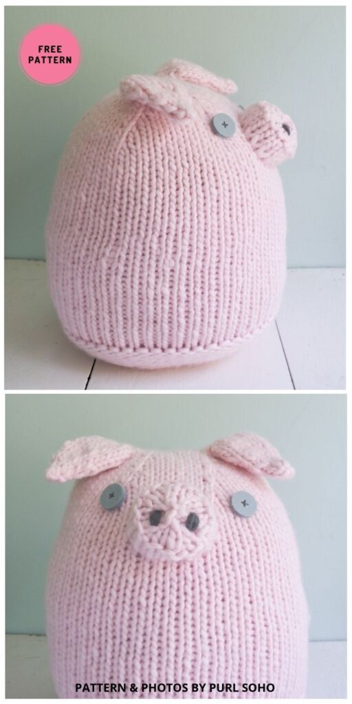 Big Pink Pig - 12 Adorable Knitted Pig Toy Patterns