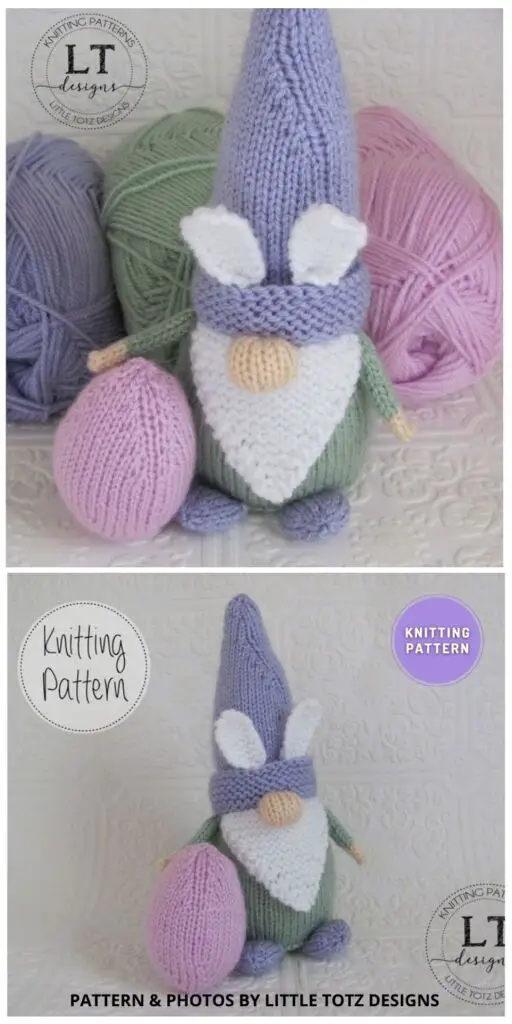 Bunny Gnome and Easter Egg - 8 Lovable Knitted Easter Gnome Patterns
