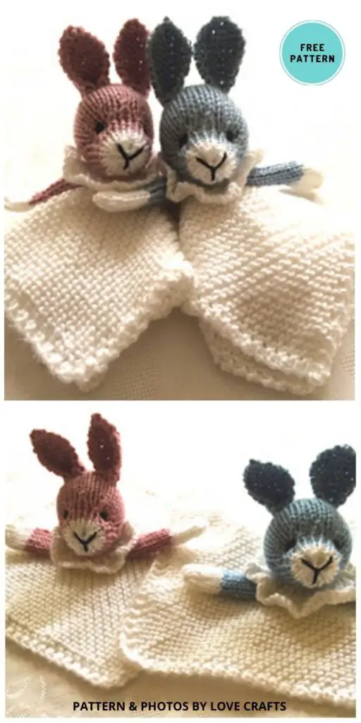 Bunny Mini Cuddly Blankie - 8 Best Free Easter Nursery Decor Knitting Patterns
