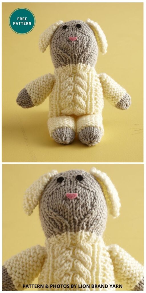 Cute Cabled Lamb Pattern - 8 Free Knitted Lamb Toy Patterns For Kids