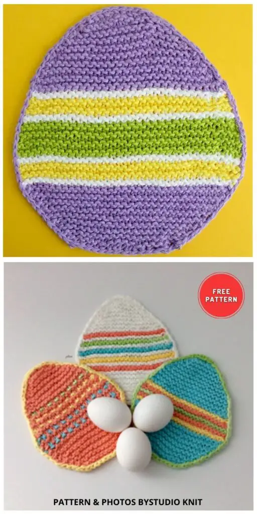 Easter Egg Dishcloth - 6 Free Knitted Patterns For Easter Table Decors