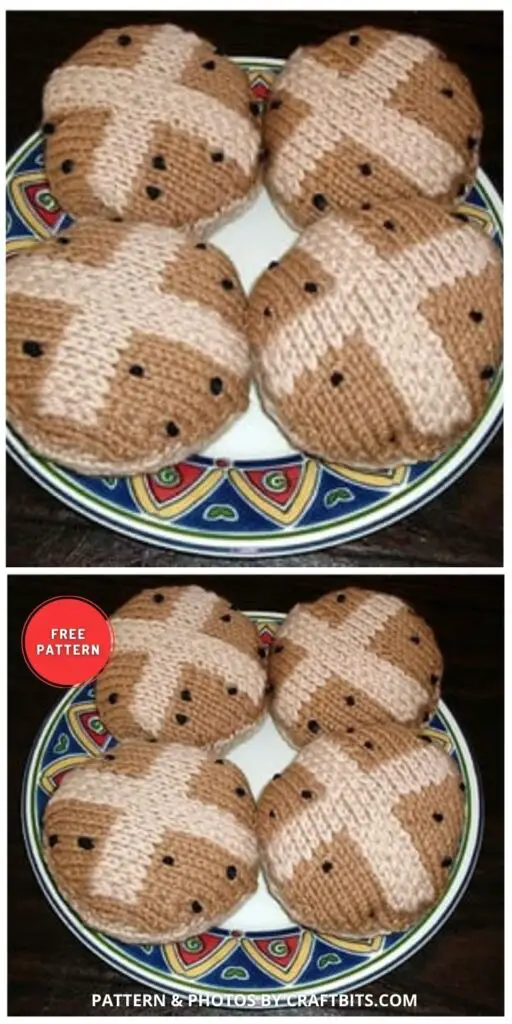 Hot Cross Easter Buns - 6 Free Knitted Patterns For Easter Table Decors