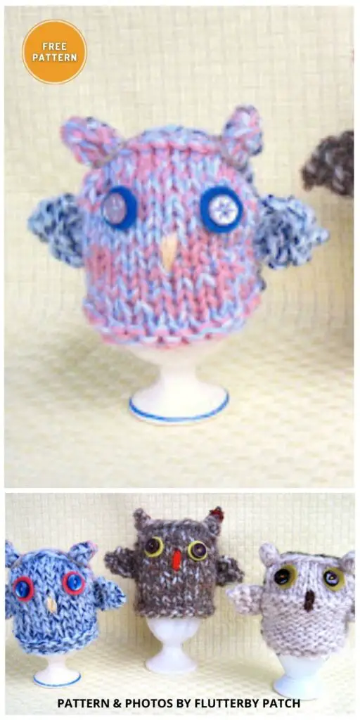 Owl Egg Cosies - 8 Easy & Free Egg Cozy Knitting Patterns