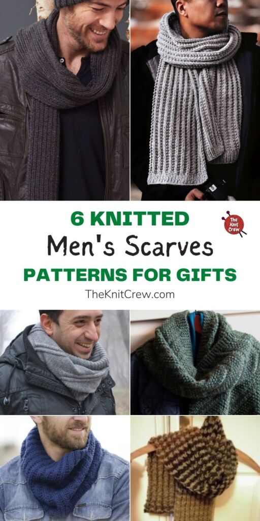 6 Knitted Men's Scarf Patterns For Gifts PIN 1