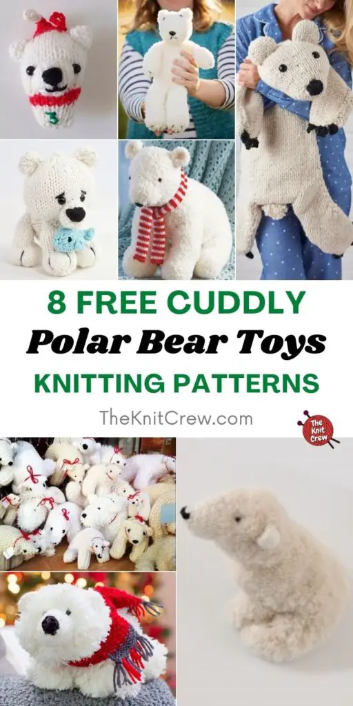 8 Free Cuddly Polar Bear Toy Knitting Patterns PIN 1