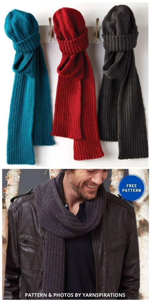 Caron Men's Basic Hat and Scarf Knit Set - 6 Knitted Men's Scarf Patterns For Gifts