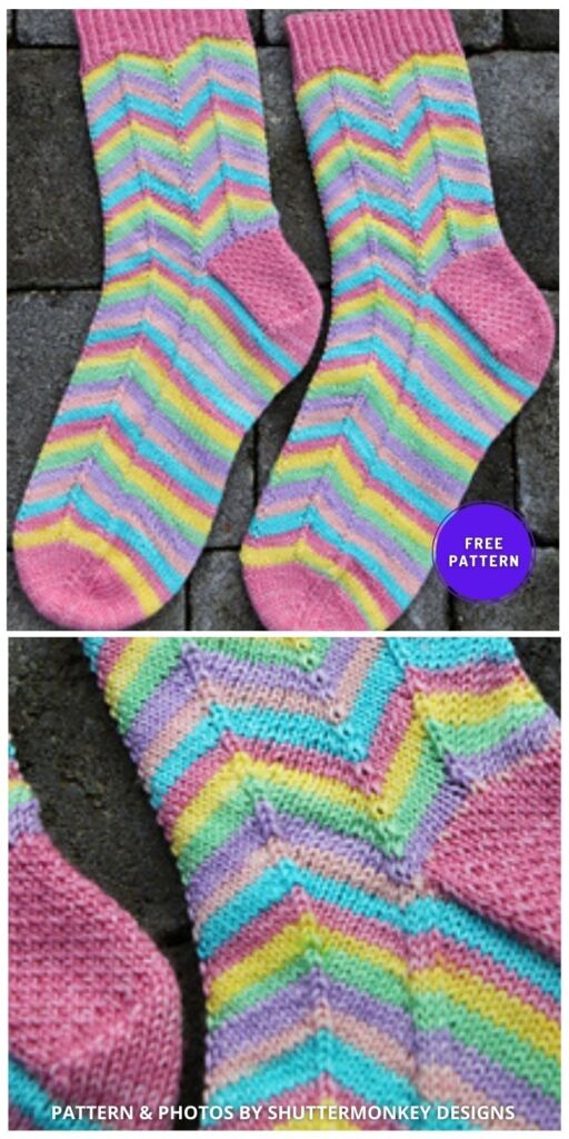 Chevron Socks - 8 Free Easy Chevron Stitch Knitting Patterns