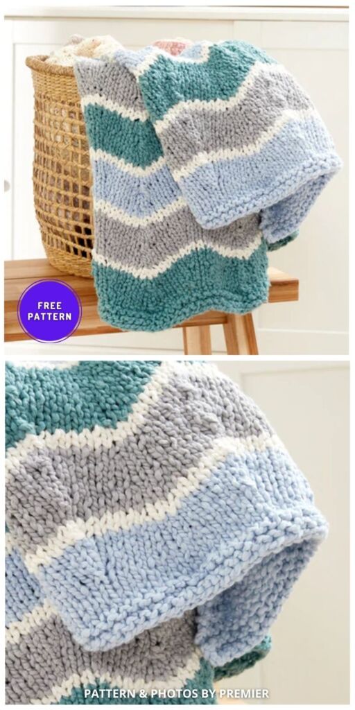 Chunky Chevron Blanket - 8 Free Easy Chevron Stitch Knitting Patterns