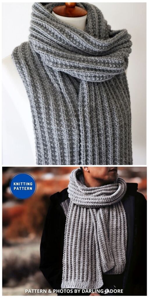 Classic Rib Scarf - 6 Knitted Men's Scarf Patterns For Gifts