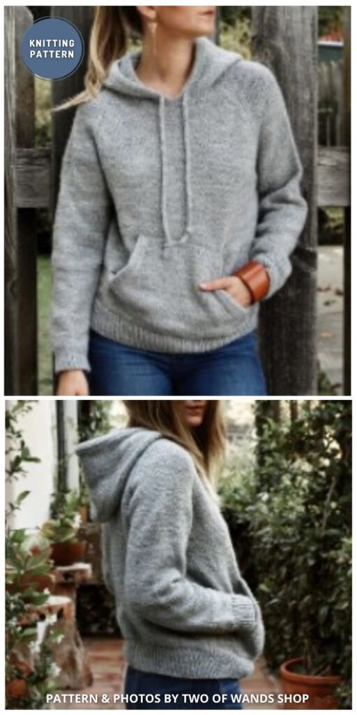Knit Hooded Sweatshirt Front Kangaroo Pocket - 5 Best Knitted Hoodie Patterns For Cool Weather