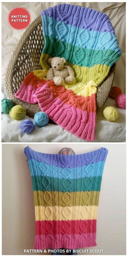 Rainbow Baby Blanket - 8 Knitted Rainbow Blanket Patterns (2)
