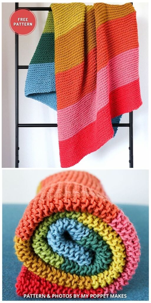Rainbow Baby Blanket - 8 Knitted Rainbow Blanket Patterns