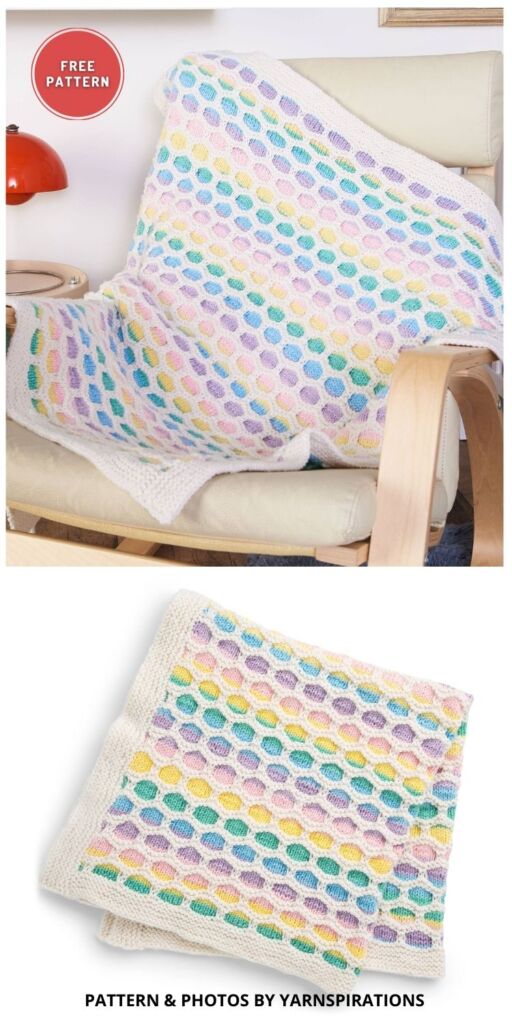 Red Heart Honeycomb Baby Rainbow Knit Blanket - 8 Knitted Rainbow Blanket Patterns