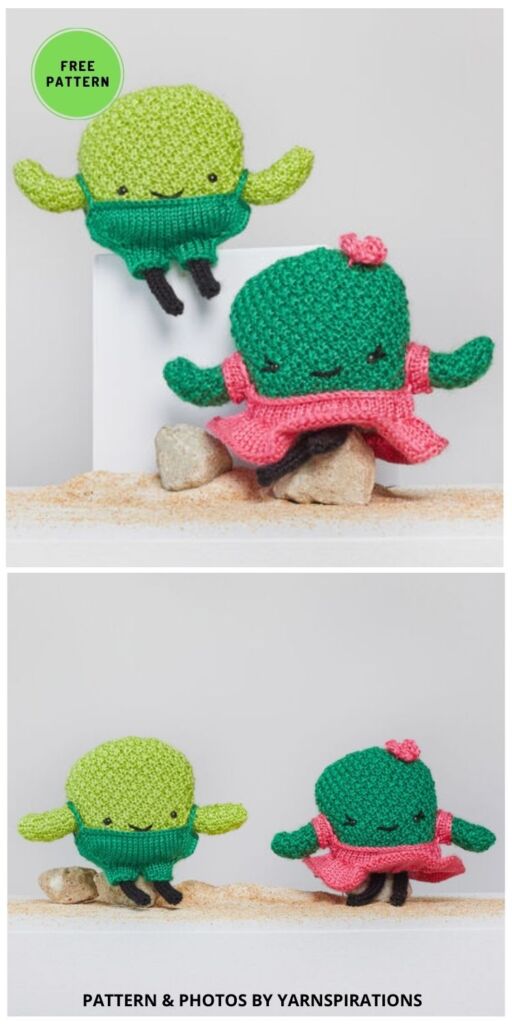 Red Heart Prickles and Pear Knit Cactus - 7 Free Knitted Cactus Patterns To Make