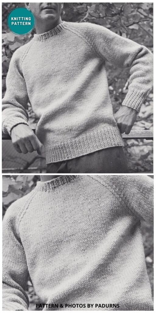 Round Neck Pullover with Raglan Sleeves - 6 Amazing Knitted Father's Day Gift Patterns Ideas