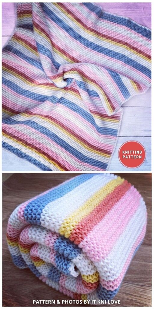 Striped Baby Blanket - 8 Knitted Rainbow Blanket Patterns