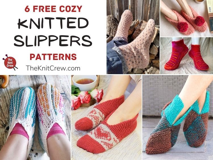 6 Free Cozy Knitted Slipper Patterns FB POSTER