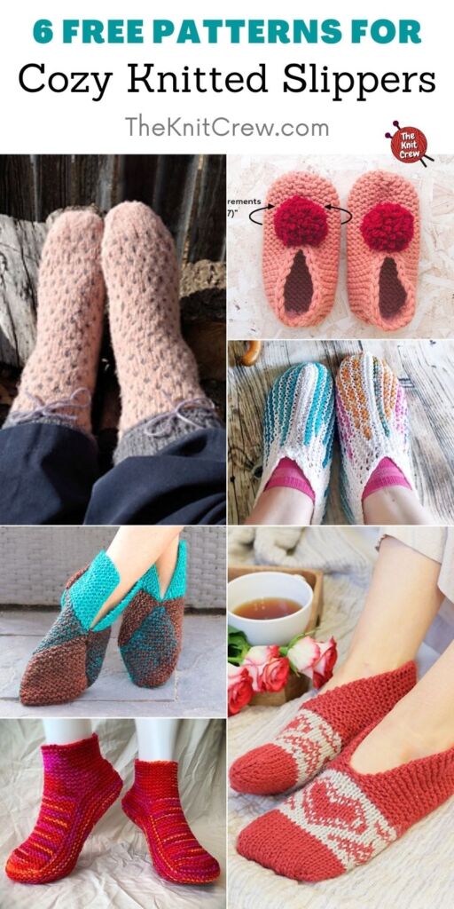 6 Free Patterns For Cozy Knitted Slippers PIN 2