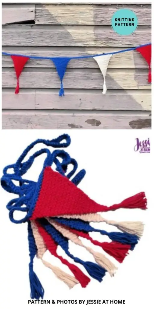 Grand Old Bunting - 6 Free Knitted 4th Of July Party Decor Patterns