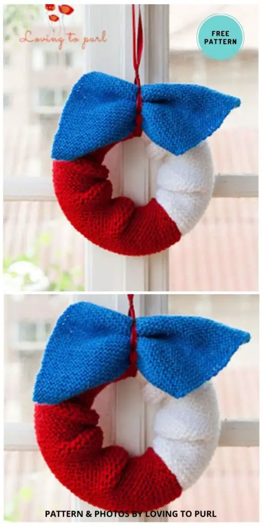 Knitted 4th of July Wreath - 6 Free Knitted 4th Of July Party Decor Patterns