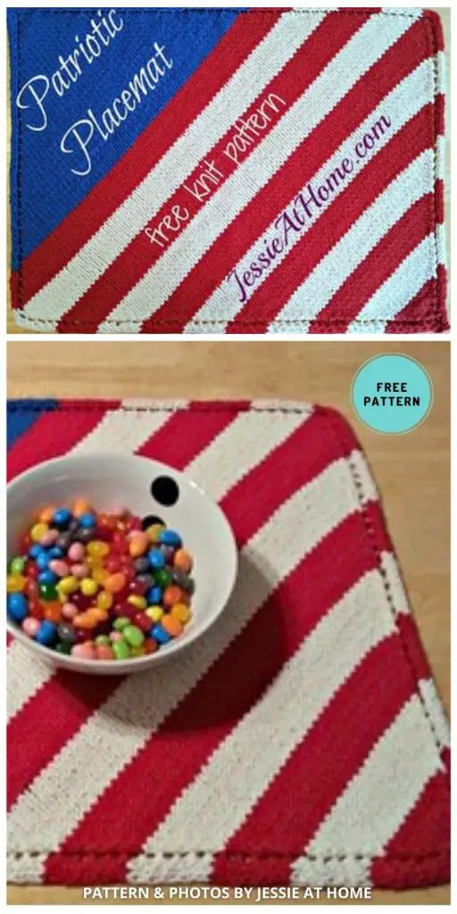 Patriotic Placemat - 6 Free Knitted 4th Of July Party Decor Patterns