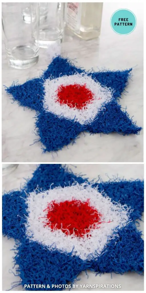 Red Heart Patriotic Knit Scrubby - 6 Free Knitted 4th Of July Party Decor Patterns