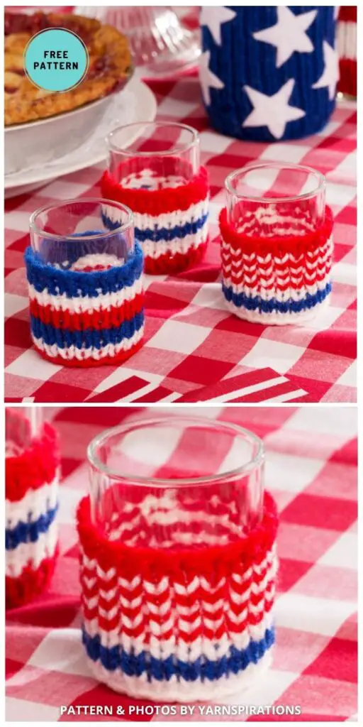 Red Heart Patriotic Votive Cozies - 6 Free Knitted 4th Of July Party Decor Patterns