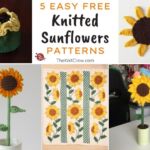 5 Easy Free Knitted Sunflower Patterns FB POSTER