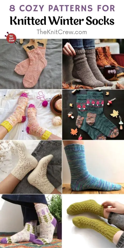 8 Cozy Patterns For Knitted Winter Socks PIN 2
