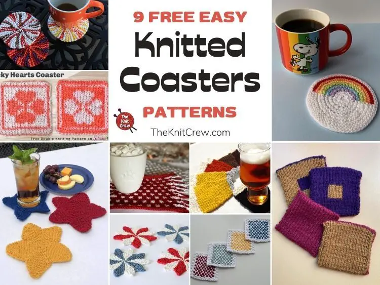 9 Free Easy Knitted Coaster Patterns FB POSTER